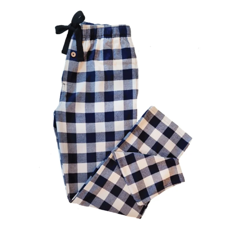 Best Deals Men's Flannel Lounge Pant / Navy and Cream Buffalo Check