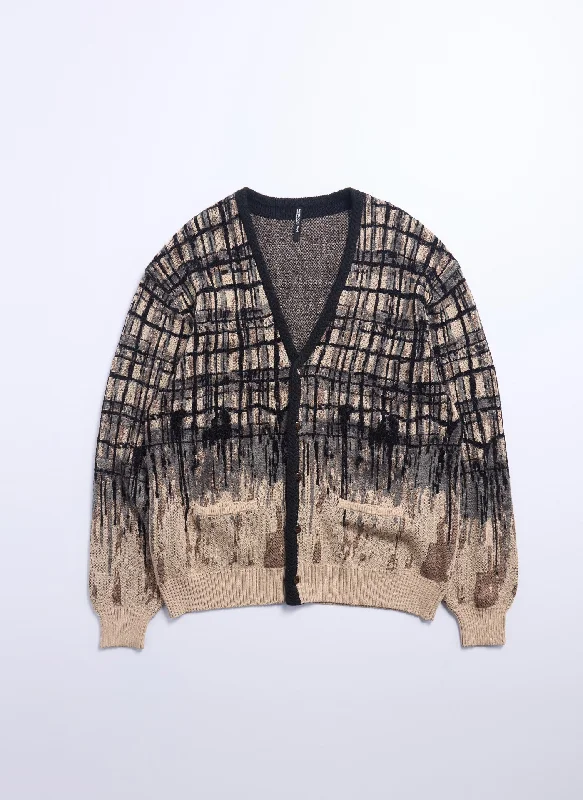 Stock Up Viscose Nylon Hand Draw Checkers Cardigan