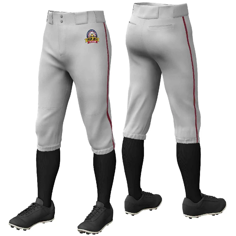 Midnight Madness Custom Gray Crimson Classic Fit Stretch Practice Knickers Baseball Pants