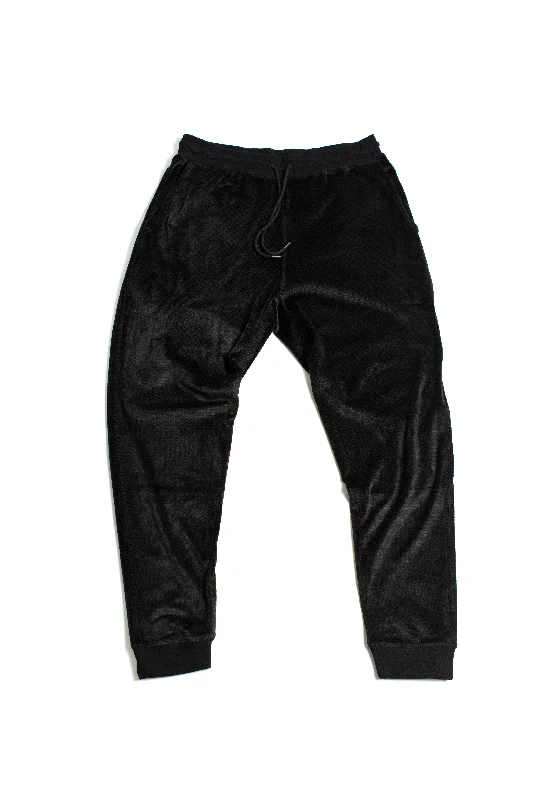 Weekend Bargains Just for You Chainlink Brushed Poly/Spandex Velour Black Jogger