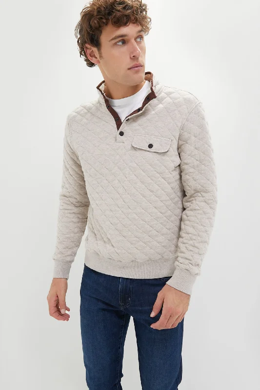 Clearance Sale Oatmeal Melange Epic Quilted Fleece Pullover