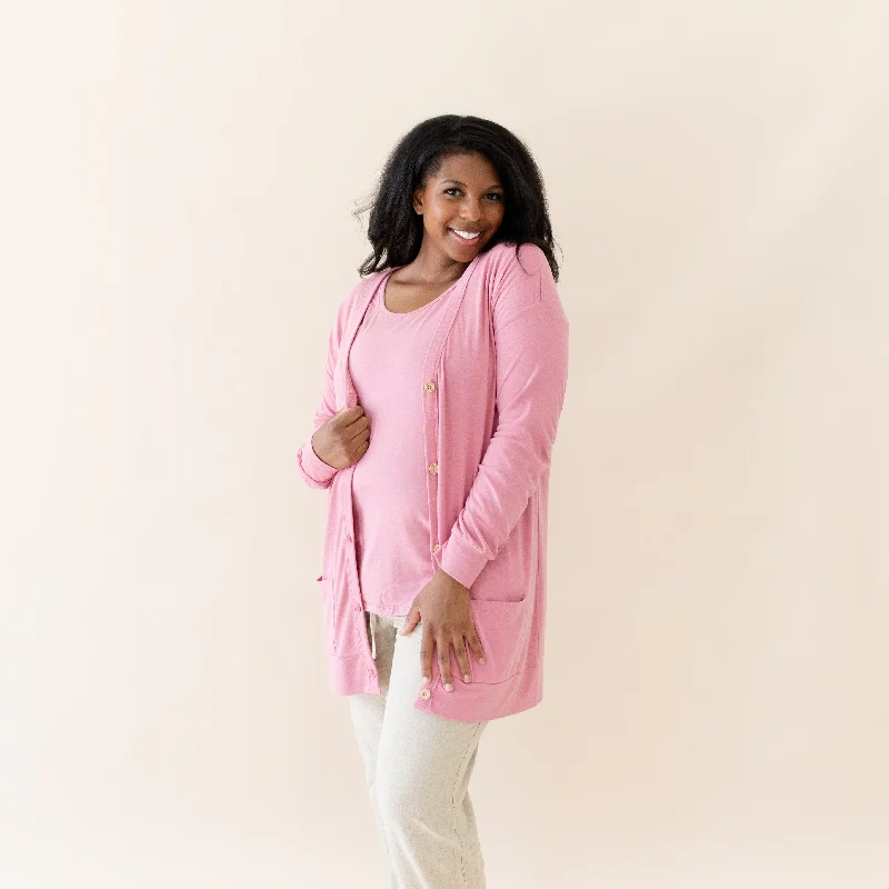 Weekend Offers That Tempt Bamboo Jersey Adult Cardigan in Apple Blossom