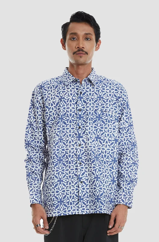 New Deal My Modern Fit Long Sleeve Cerulean White Lily