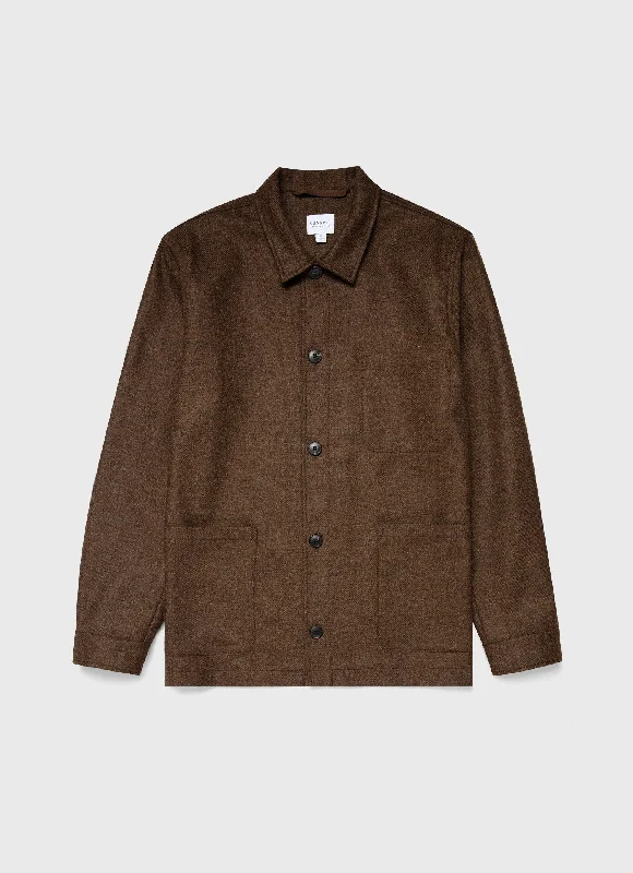 Weekend Bargains Just for You Men's Wool Twin Pocket Jacket in Mid Brown Melange