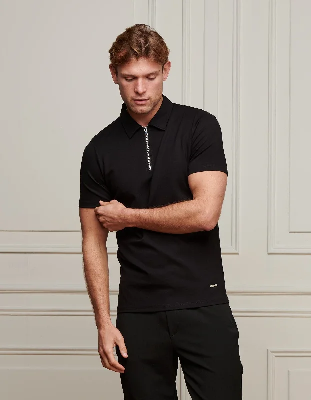Weekend Discounts to Snag Black Premium S/S Zip Polo