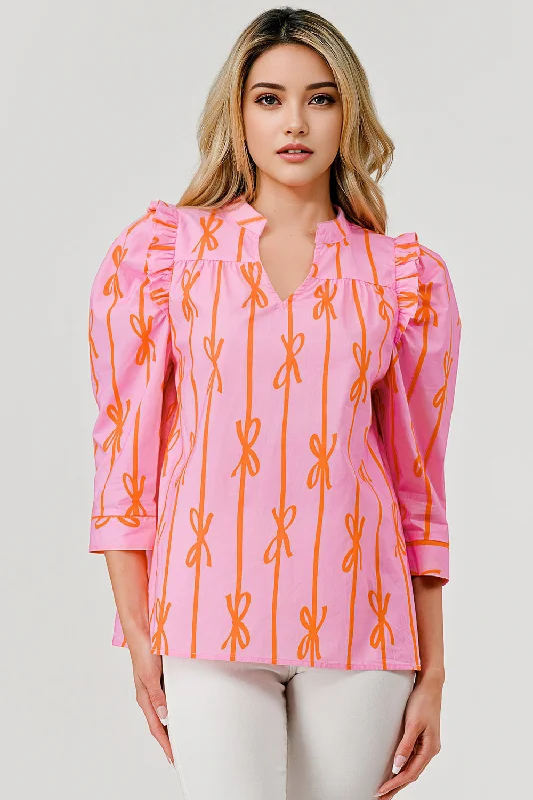 The Presley Top in Pink with Bows