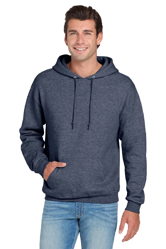 Super Bargain Jerzees Mens NuBlend Pill Resistant Fleece Hooded Sweatshirt Hoodie w/ Pouch Pocket - Vintage Heather Navy Blue
