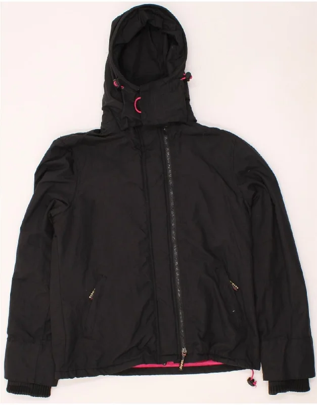 SUPERDRY Womens The Windcheater Hooded Windbreaker Jacket UK 18 XL Black