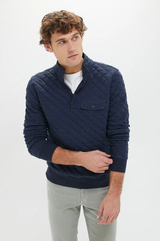 Weekend Offers That Shine Navy Melange Epic Quilted Fleece Pullover
