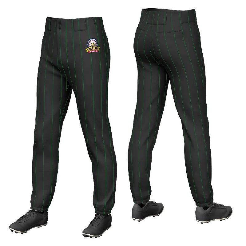 Clearance Event Custom Black Kelly Green Pinstripe Fit Stretch Practice Pull-up Baseball Pants