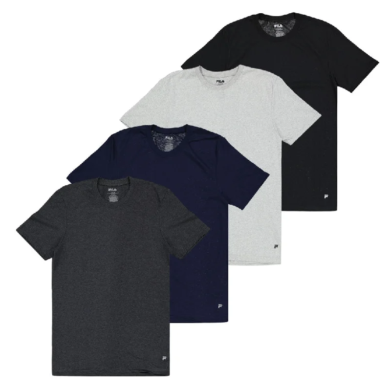 YEAR-End Sale FILA - Men's 4 Pack Crew Neck T-Shirt (FM0314CT BLKNVY)