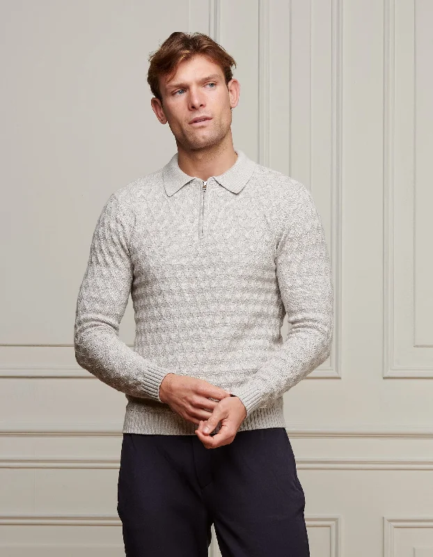 Weekend Deals That Impress Grey Diamond Knit Polo