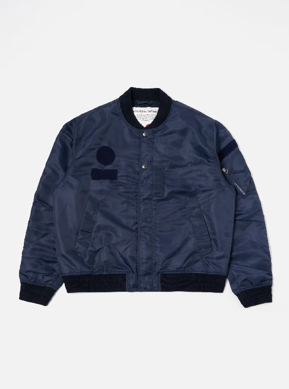 Weekend Deals That Excite Universal Works Badge Bomber in Navy Flight Nylon