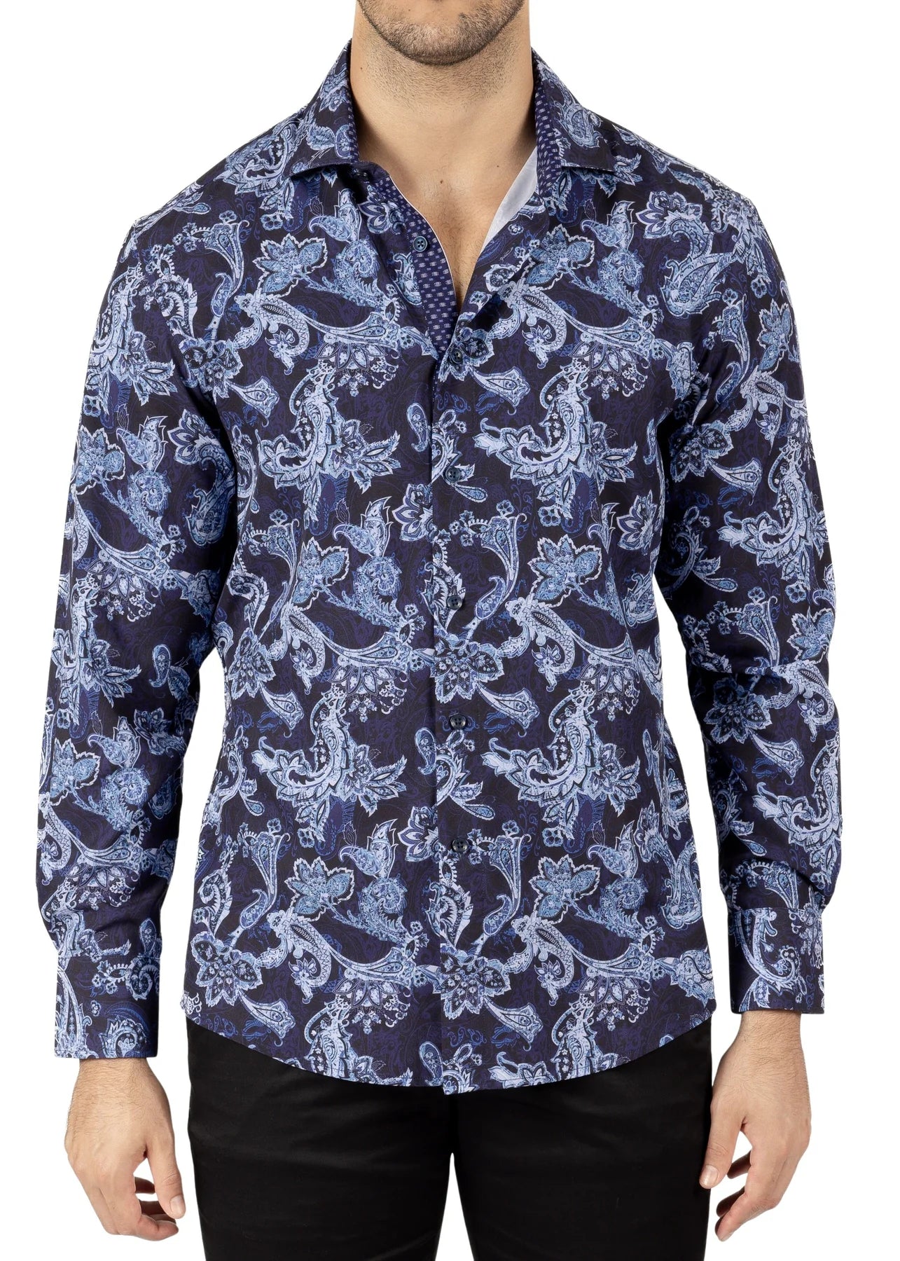 Seasonal Clearance BeSpoke Paisley Fancy Long Sleeve Shirt - Navy Paisley