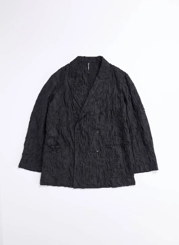 Weekend Offers That Please Embossed Fabric Double Breasted Blazer