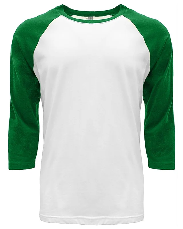 Doorbuster Deal Next Level Unisex CVC 3/4 Sleeve Raglan Baseball T-Shirt | Kelly Green/ Wht