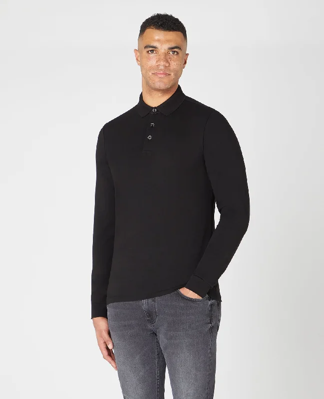 Special Price Tapered Fit Cotton-Stretch Long-Sleeve Polo Shirt
