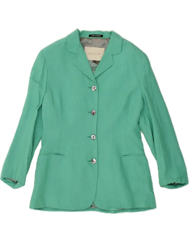 JIGSAW Womens 4 Button Blazer Jacket UK 14 Medium Green