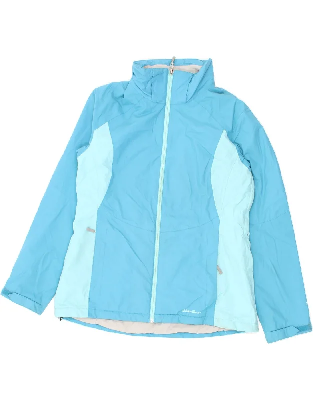 EDDIE BAUER Womens Weather Edge Rain Jacket UK 16 Large Blue Colourblock