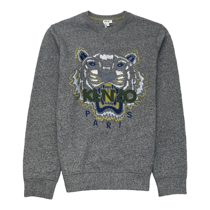 Major Savings Men's Embroidered Tiger Sweatshirt Grey Size XS