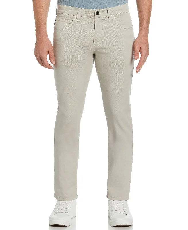 Closeout Slim Fit Dyed Solid Twill Five Pocket Pant