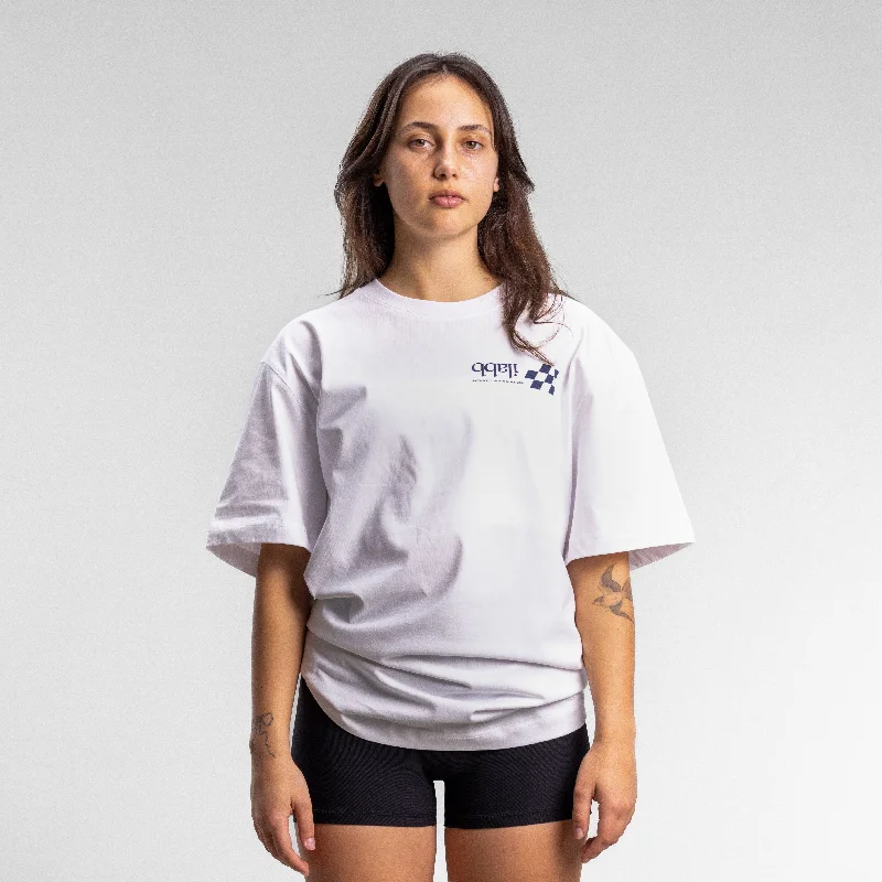 Overstock Sale Checkered Box Block Tee Unisex WHITE