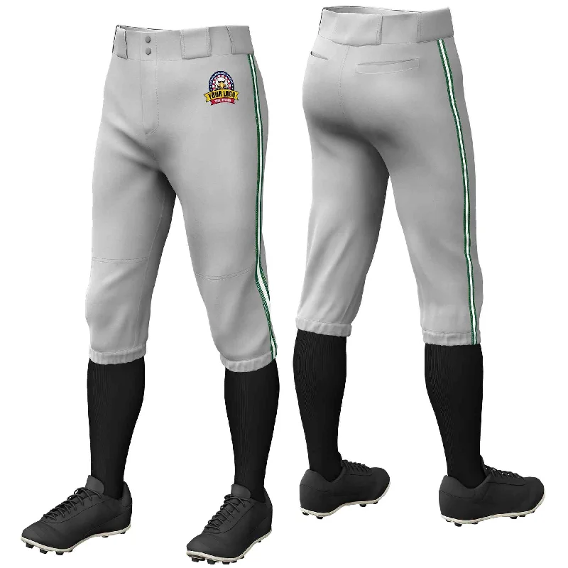 Exclusive Offers Custom Gray Green White-Green Classic Fit Stretch Practice Knickers Baseball Pants