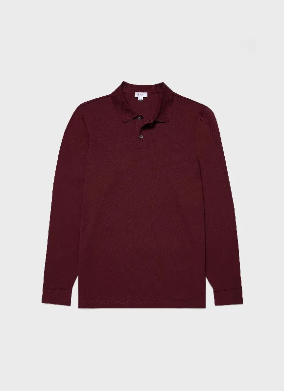 Weekend Bargains to Indulge In Men's Long Sleeve Piqué Polo Shirt in Port