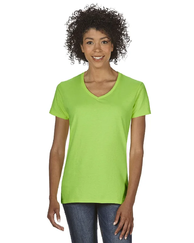 Online Exclusive Gildan Ladies Heavy Cotton 5.3 oz. V-Neck T-Shirt | Lime