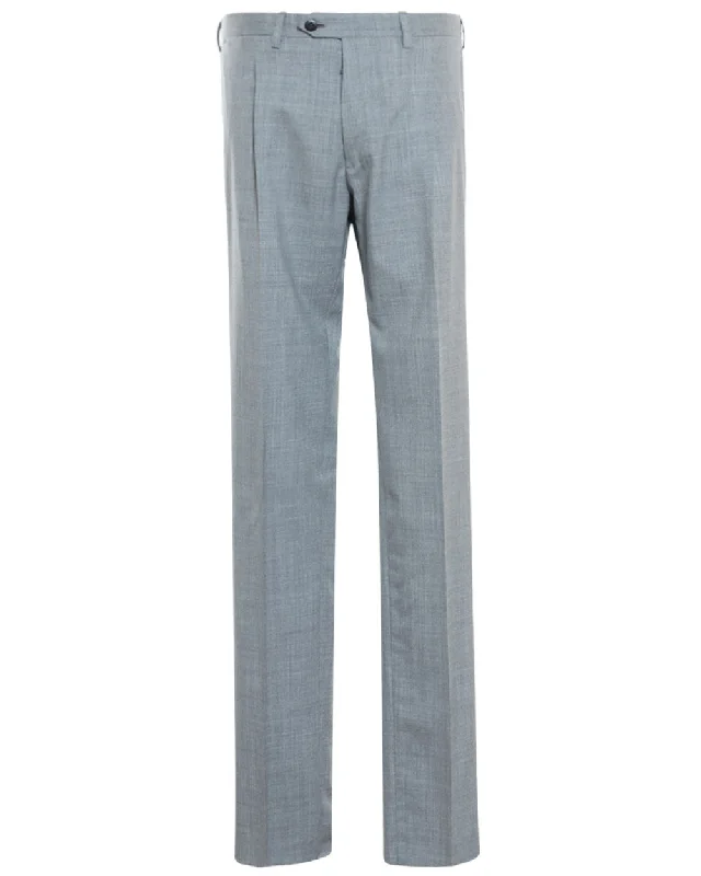 Quick Deals Light Grey Virgin Wool Single Pleat Dress Trouser