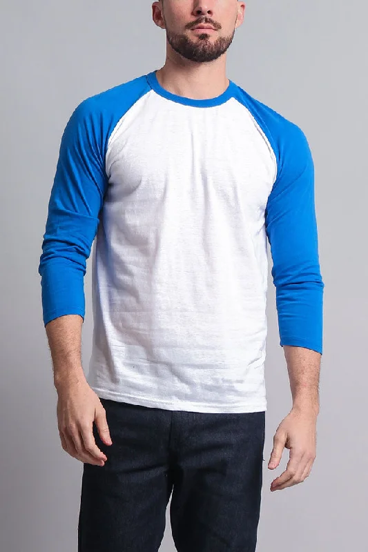 Crazy Savings Men's Baseball T-Shirt (White/Royal Blue)