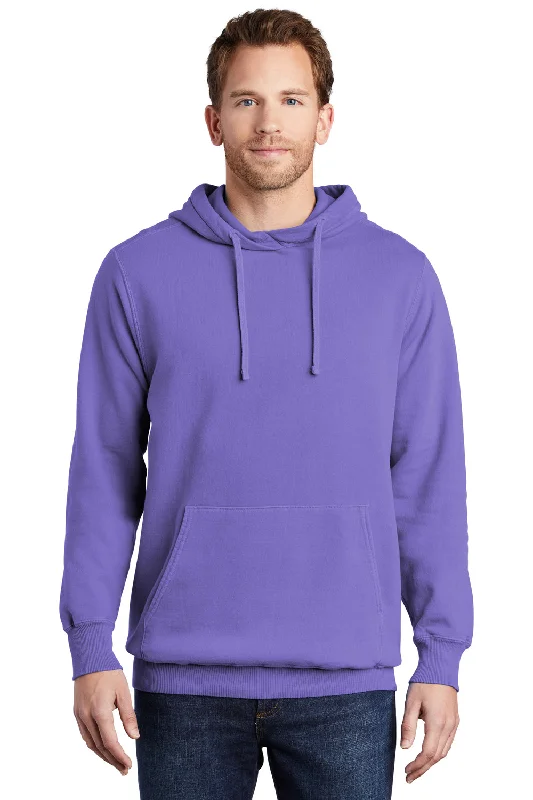 Lowest Rates Port & Company Mens Beach Wash Fleece Hooded Sweatshirt Hoodie w/ Pouch Pocket - Amethyst Purple