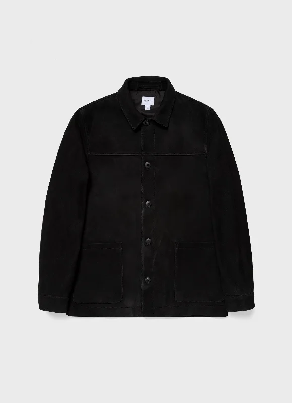 Special Promotion Men's Suede Twin Pocket Jacket in Black