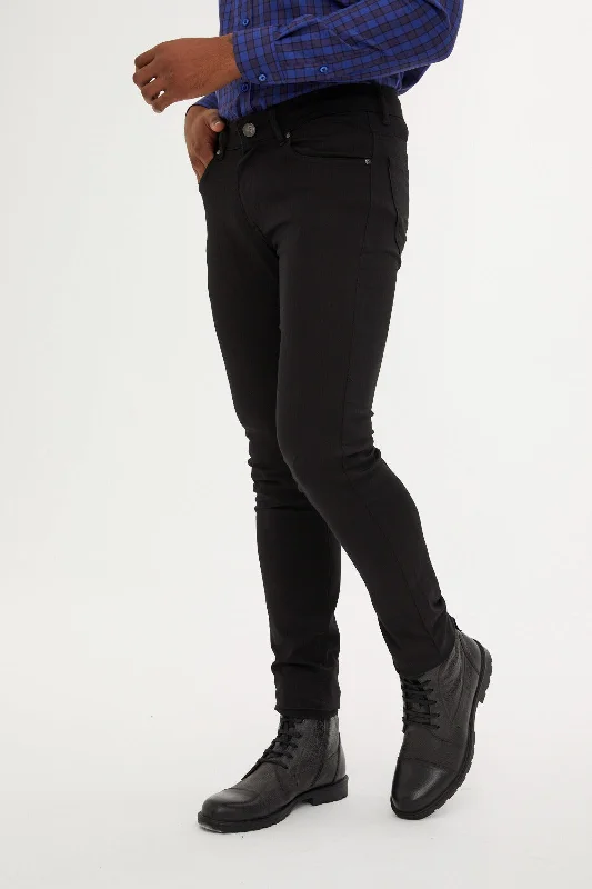Half Price Slim Fit 5 Pocket Low Waist Black Cotton Denim