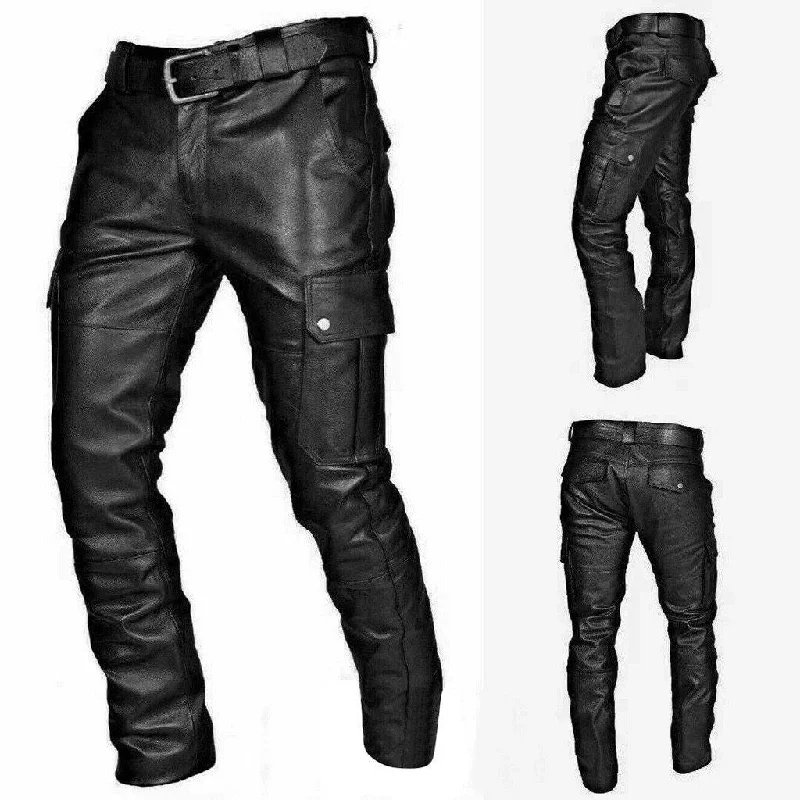 Overstock Black Leather Pants For Men