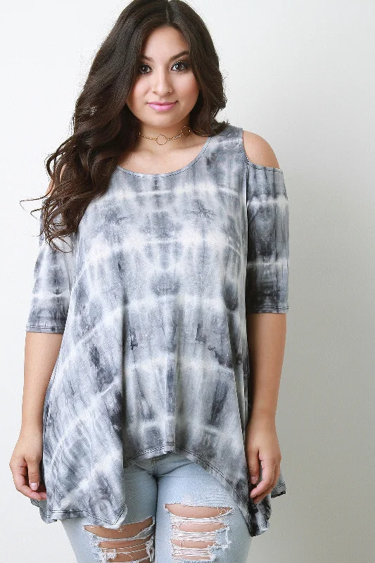 Cold Shoulders Tie Dye Sharkbite Top