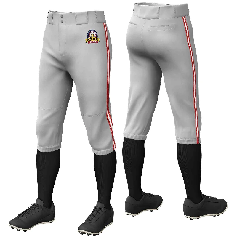 Weekend Deals to Brighten Your Day Custom Gray Red White-Red Classic Fit Stretch Practice Knickers Baseball Pants
