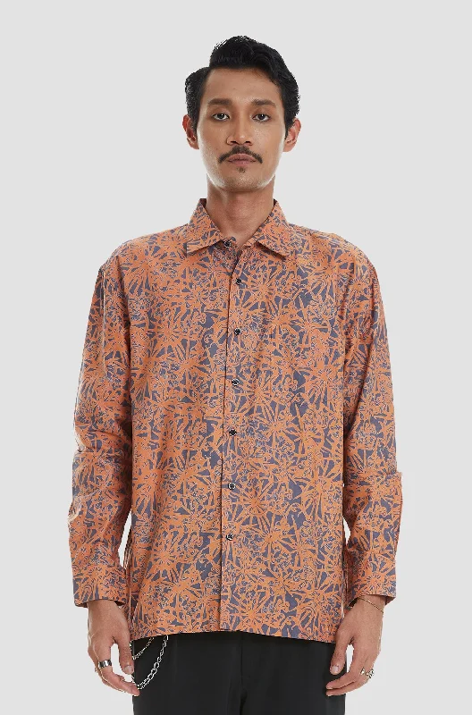 Steals and Deals My Modern Fit Long Sleeve Orange Crane Flower