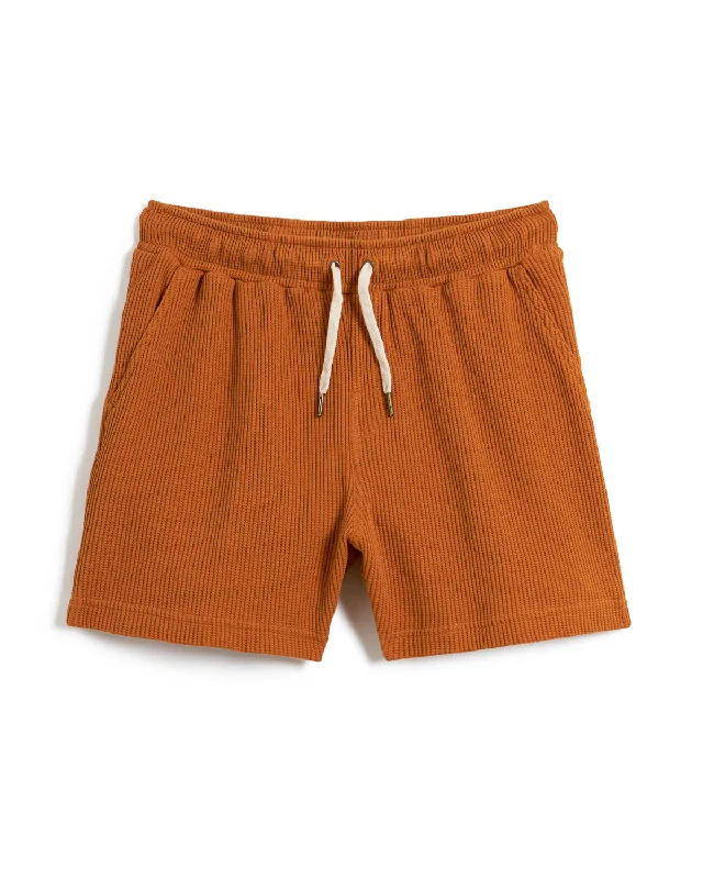 Price Break The Cannes Waffle Knit Shorts - Burnt Sienna