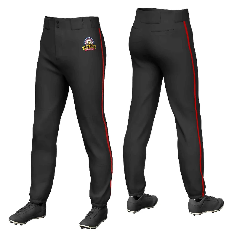 Can't Be Beat Custom Black Red Classic Fit Stretch Practice Pull-up Baseball Pants