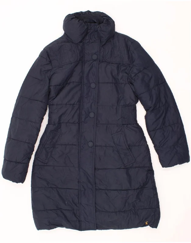 JOULES Womens Padded Coat UK 14 Large Navy Blue Polyester