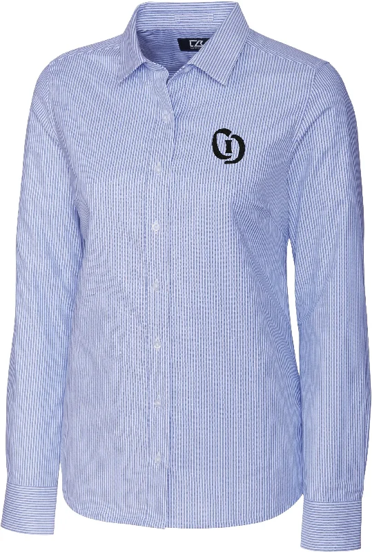 Weekend Steals Await Cutter & Buck Ladies Long Sleeve Stretch Oxford Stripe