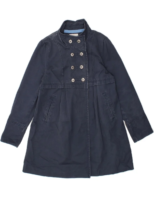 WHITE STUFF Womens Double Breasted Coat UK 16 Large Navy Blue Cotton