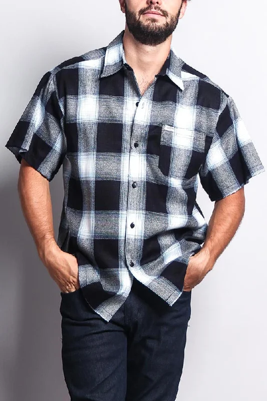 Amazing Deals Western Casual Plaid Short Sleeve Button Up Shirt