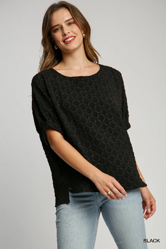 Umgee Textured Boxy Top in Black