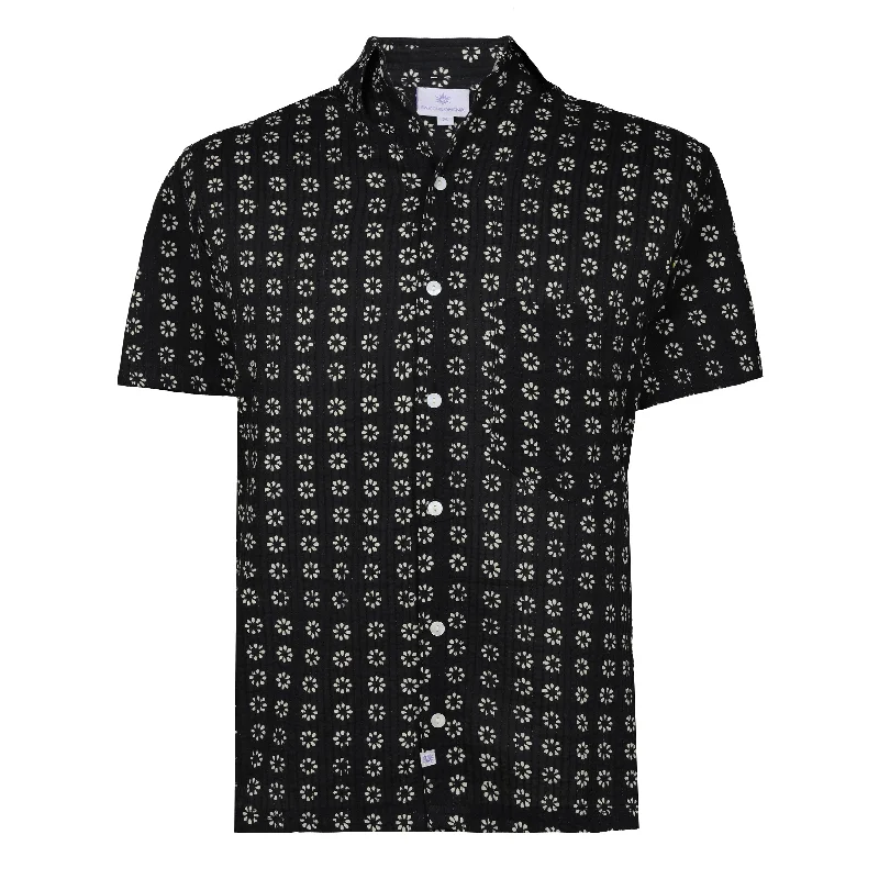Overstock Manisha Black Men's Short Sleeve Shirt