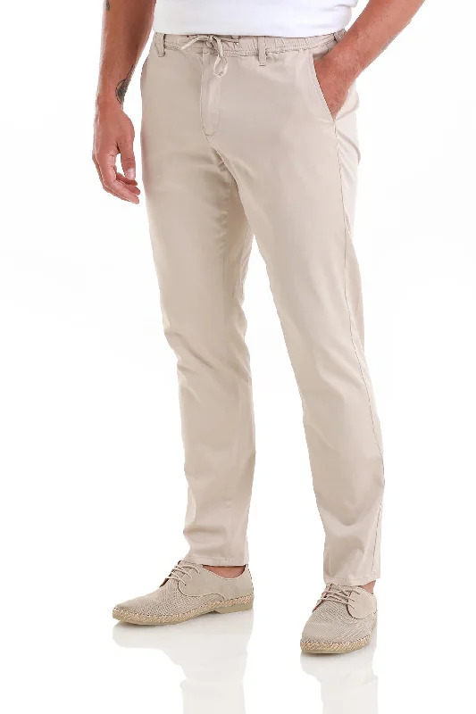 Super Bargain Regular Fit Side Pocket Low Waist Cotton Blend Beige Jogger