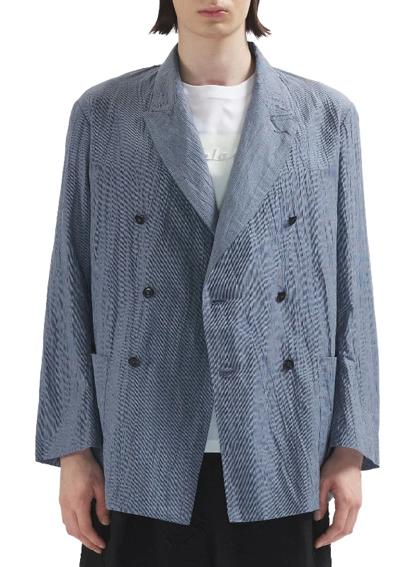 Instant Savings Imported Hybrid Linen Seersucker Double Breasted Soft Blazer