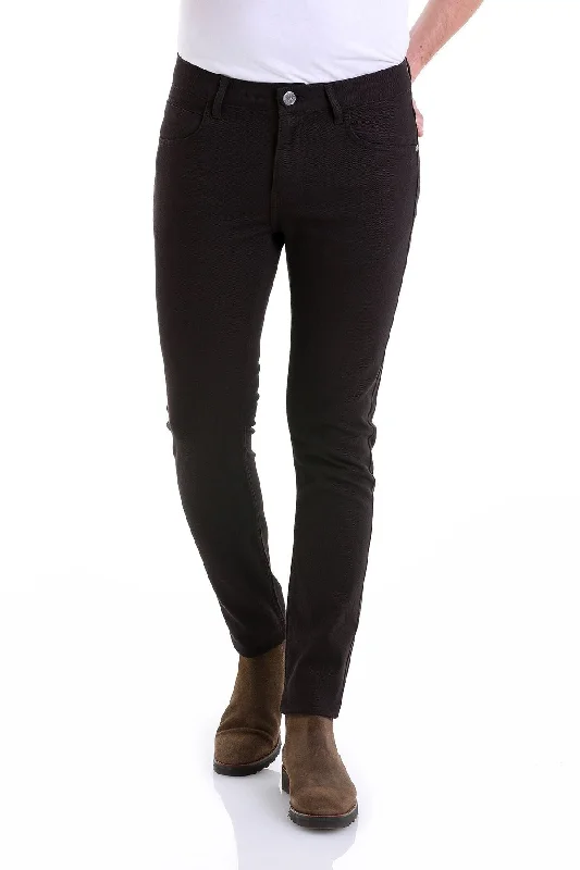 Unmissable Offer Slim Fit 5 Pocket Low Waist Brown Cotton Casual Pants