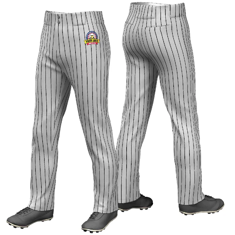 The Best Prices Custom Gray White Pinstripe Fit Stretch Practice Loose-fit Baseball Pants